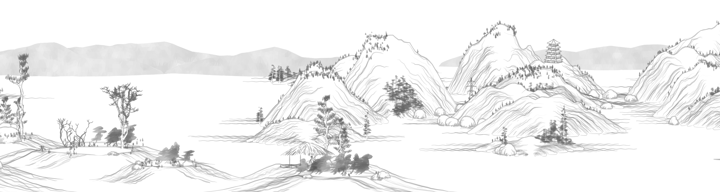水墨山水插画